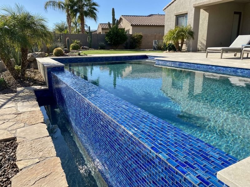 Blue glass mosaic waterline tile in Scottsdale