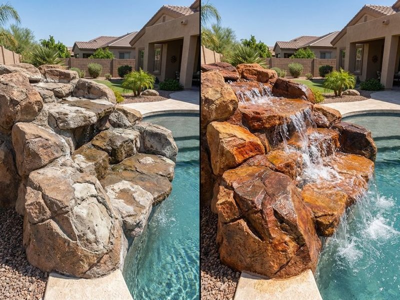 Before and after waterfall restoration