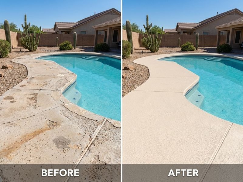 Before and after cool deck transformation