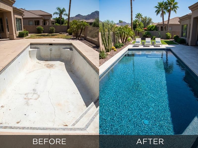 Pebble Tec resurfacing before and after in Scottsdale
