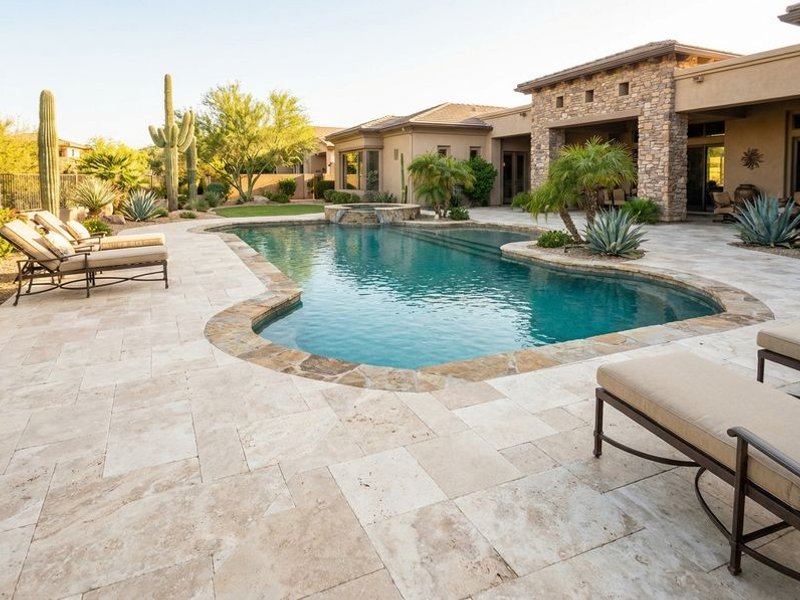 Ivory travertine pavers in Paradise Valley